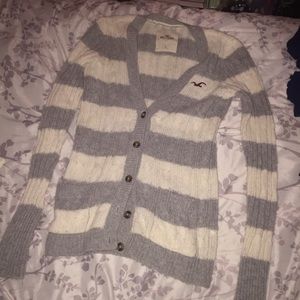 Hollister Gray & White Striped Sweater